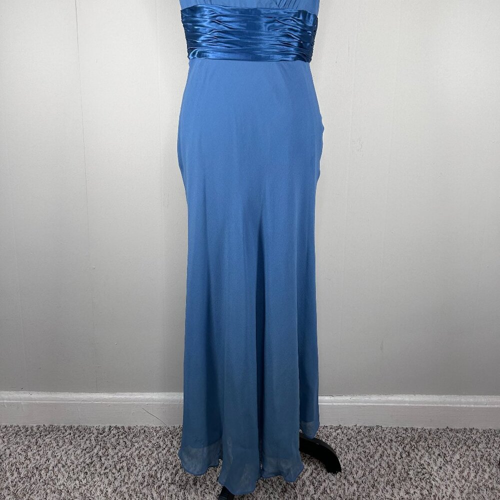 Maggy London 100% Silk Maxi Fit & Flare Dress Women's 8 Blue Wedding Party NWT - Picture 5 of 15